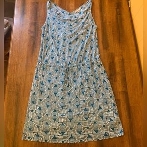 Banana Republic dress Size Large teal and white sleeveless tie waist dra…